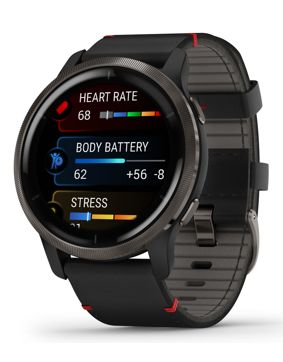 Garmin Venu 2 Black with Slate Leather Band 010-02430-21