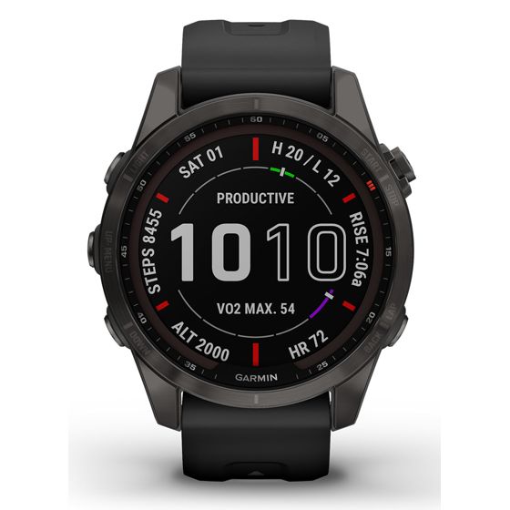 Garmin Fenix 7S Sapphire Solar Carbon Grey DLC Titanium with Black Band 010-02539-25
