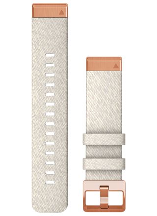 Garmin Quickfit 20 mm Cream Heathered Nylon Strap, Rose Gold Hardware 010-13102-09