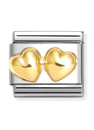 Nomination Classic gold double rounded hearts 030116/23