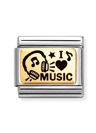 Nomination Composable Classic gold plates I love music 030166/46