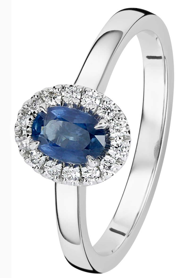 Kohinoor Olivia vitguld diamantring med safir 033-411VS-14
