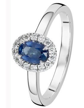 Kohinoor Olivia vitguld diamantring med safir 033-411VS-14