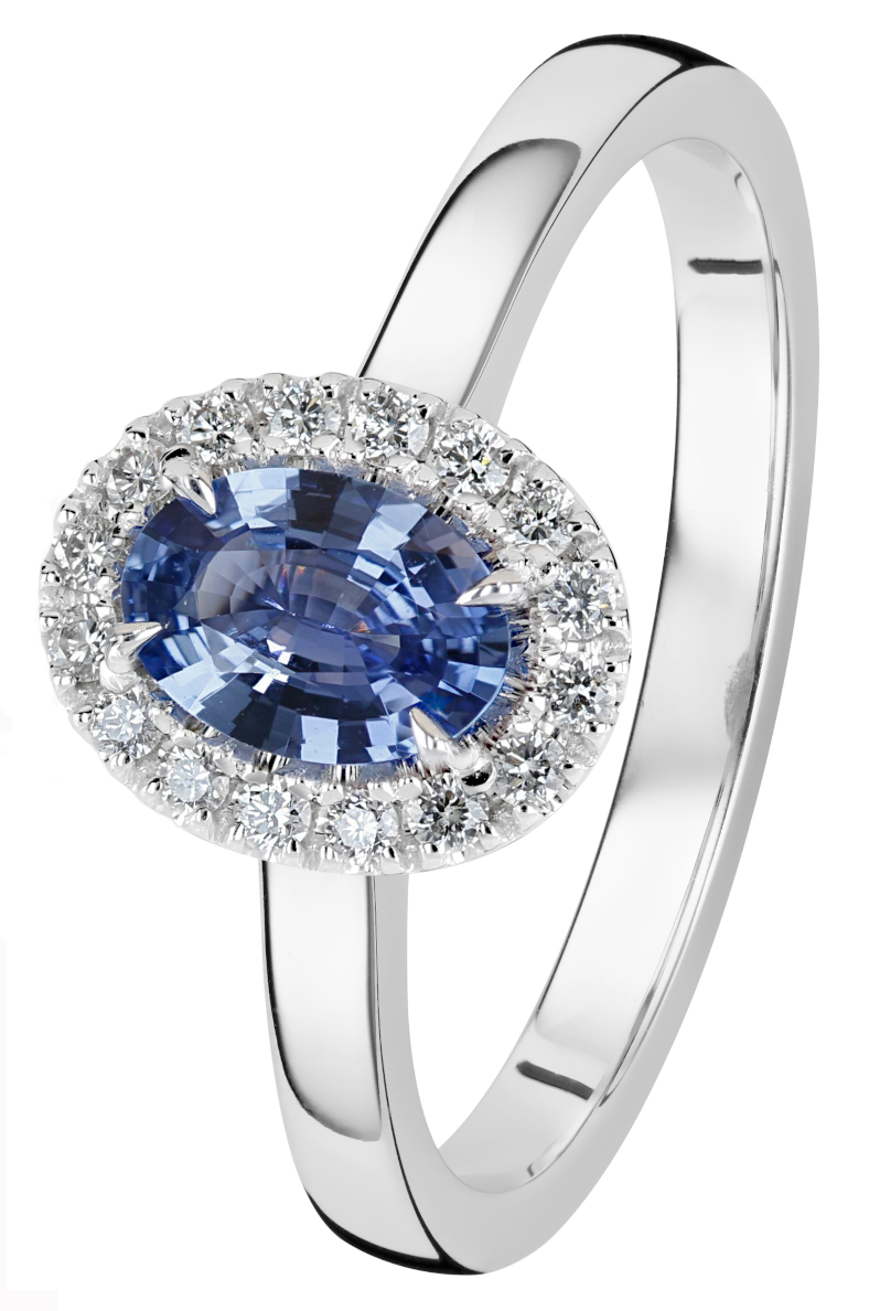 Kohinoor Olivia vitguld diamantring med safir 033-411VS-14-155