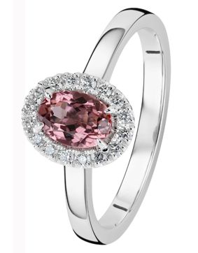 Kohinoor Olivia vitguld diamantring med pink turmalin 033-411VTU-16
