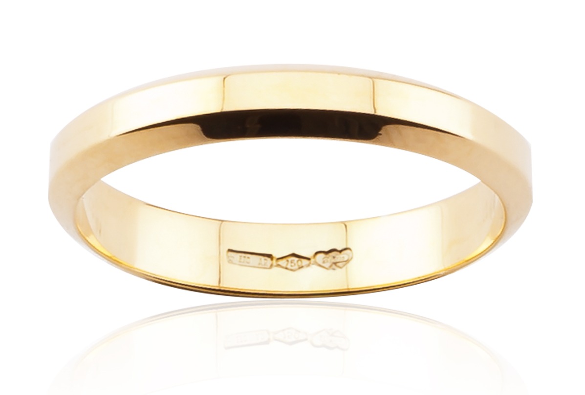 Lykka Exclusive avfasade sidor slät guld ring 3,8 mm