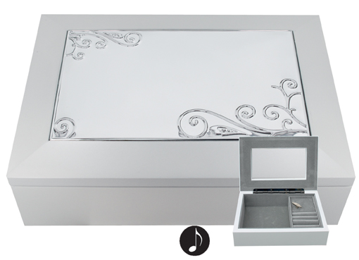 Smyckeskrin vit/grå med musik 078836
