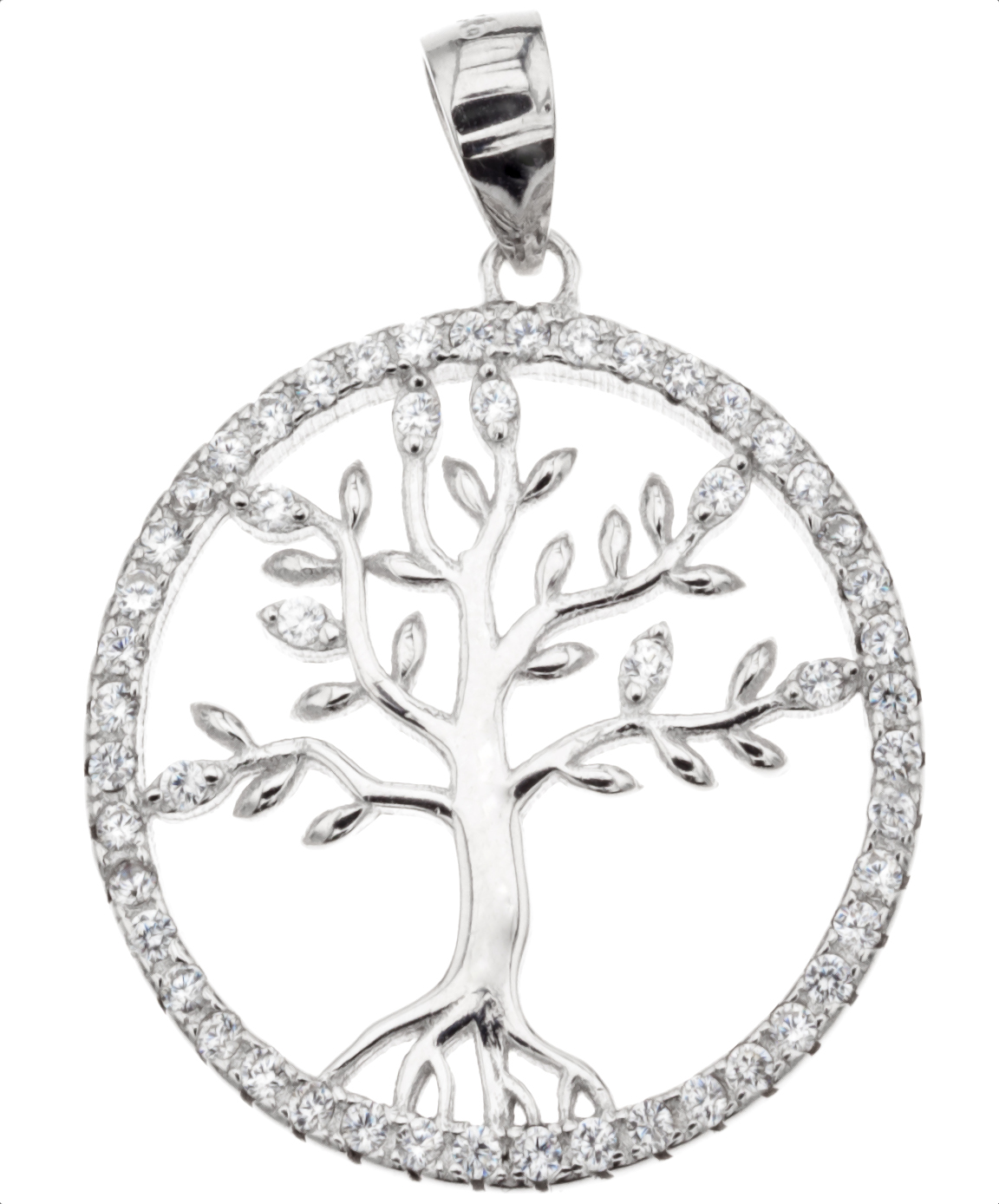 Silver Bar Tree of Life zirkon hängsmycke 20 mm 86