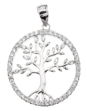 Silver Bar Tree of Life zirkon hängsmycke 20 mm 86