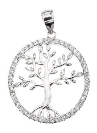Silver Bar Tree of Life zirkon hängsmycke 20 mm 86