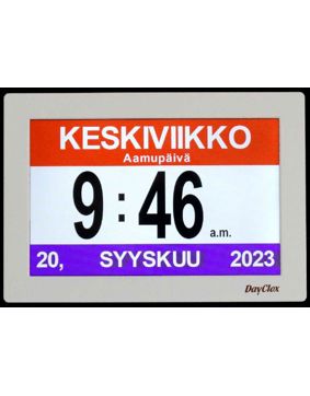 DayClox digital demensklocka på svenska stor vit