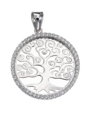 Silver Bar Tree of Life zirkon hängsmycke 24 mm 7260