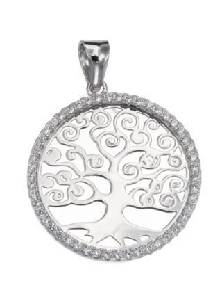 Silver Bar Tree of Life zirkon hängsmycke 24 mm 7260