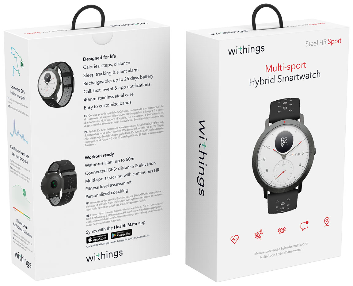 Withings Steel HR Sport – Multisport hybrid smartwatch, ansluten GPS, puls,  fitnessnivå via VO2 max, aktivitet och sömnspårning, aviseringar