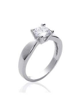 Lykka enstens silverring med fyra klor för damer