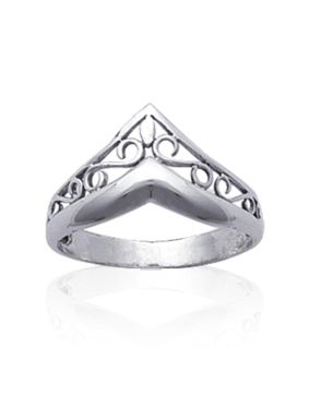 Lykka chevron filigran silver ring för damer