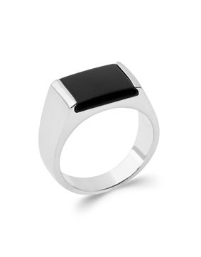 Lykka silver onyx klackring för herrar 10 mm
