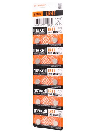 Maxell alkaliskt knappbatteri LR41 10PK MF (5X2) 1.5V