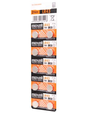 Maxell alkaliskt knappbatteri LR43 10PK MF (5X2) 1.5V