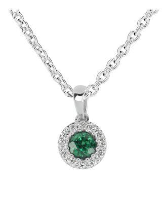 Kohinoor vitguld diamant-smaragdberlock 123-9838VSM
