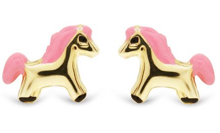 Guldörhängen häst rosa emalj 126881pink