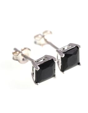 Silver Bar fyrkatigt zirkonörhängen svart 8x8 mm 3482