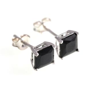 Silver Bar fyrkatingt zirkonörhängen svart 6x6 mm 3480 main product photo