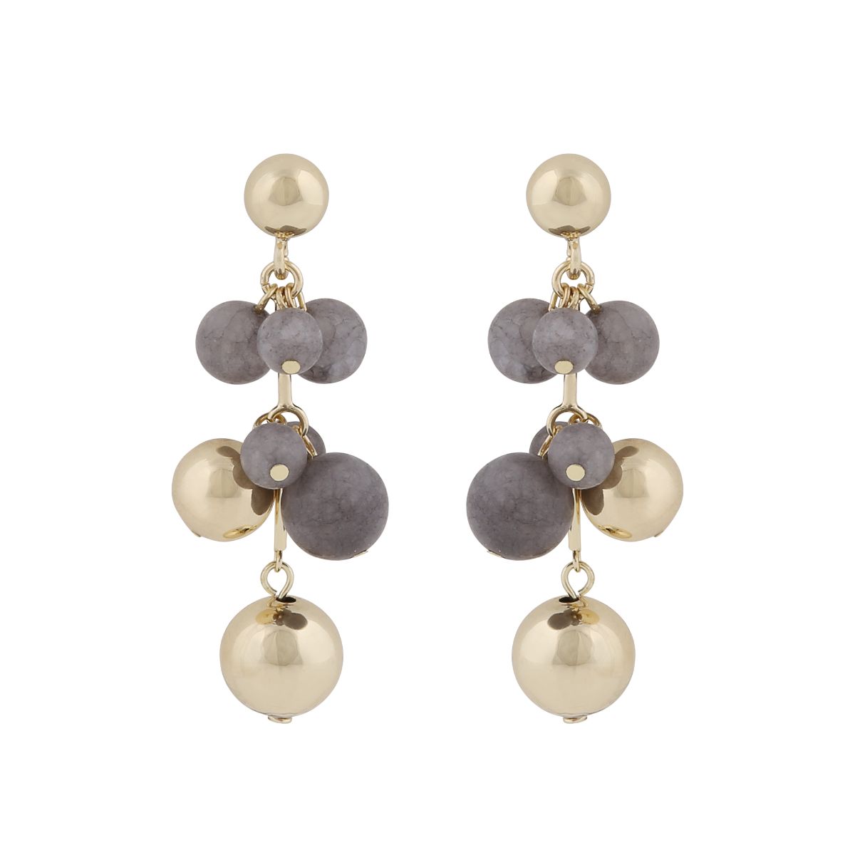 SNÖ of Sweden Lara big tassel örhängen g/grey 1324-6100369