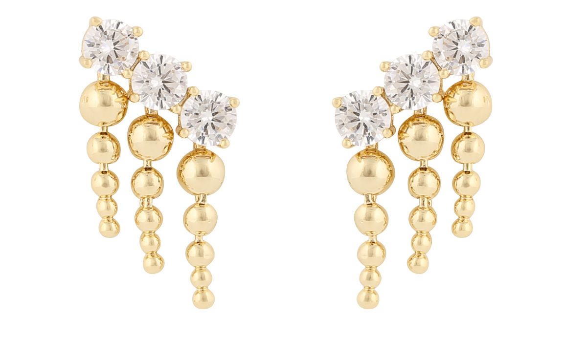 SNÖ of Sweden Billie small tassel guldfärgade örhängen vit 1331-7100251