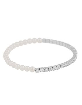 SNÖ of Sweden Mayfair pearl flexibelt armband silverfärgat/vit 1340-3400010