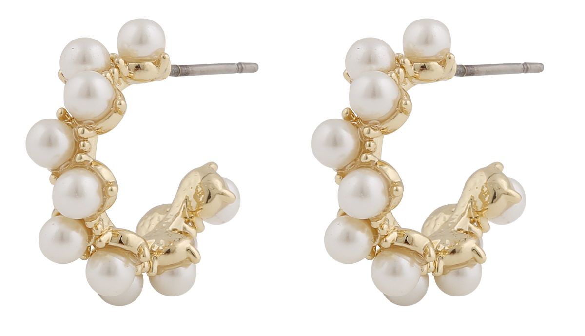 SNÖ of Sweden Mayfair pearl irregular oval guldfärgade örhängen vit 1340-6900362