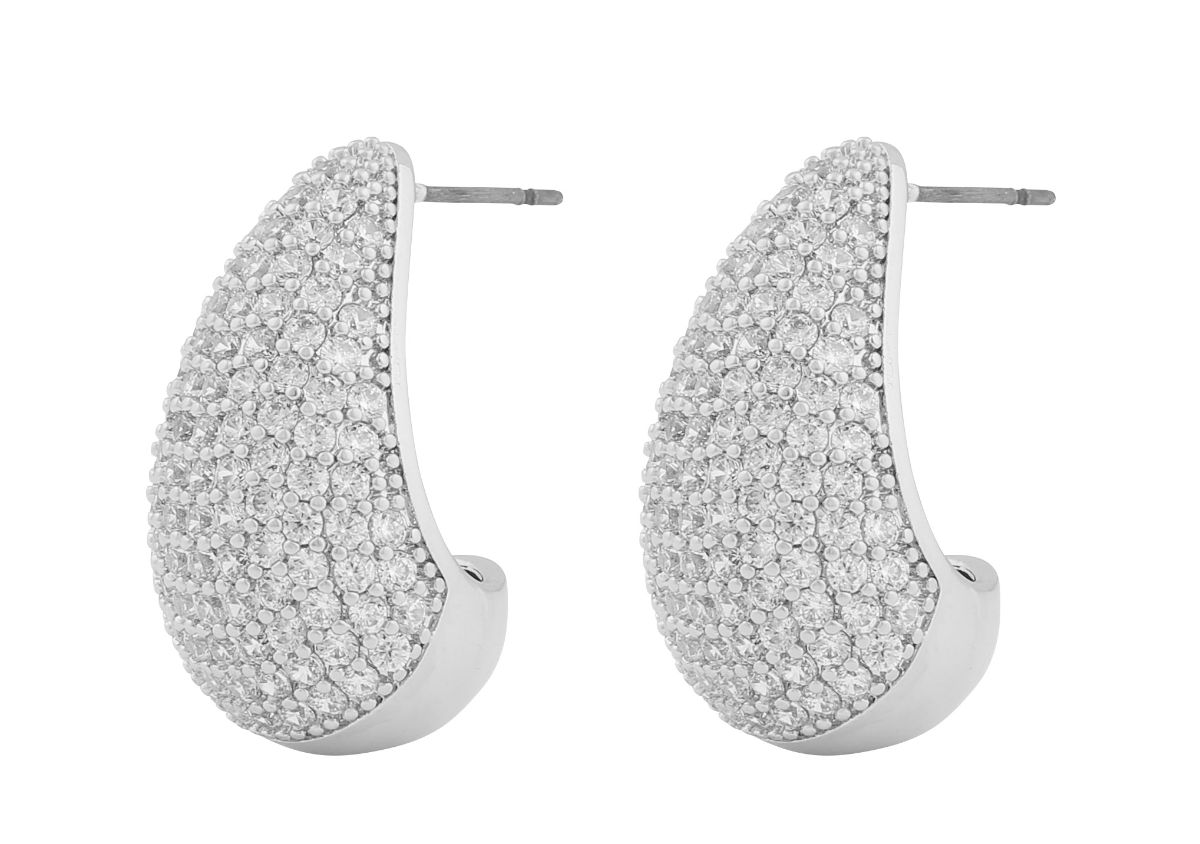 SNÖ of Sweden Naomi big drop silverfärgade örhängen vit 1334-6100012