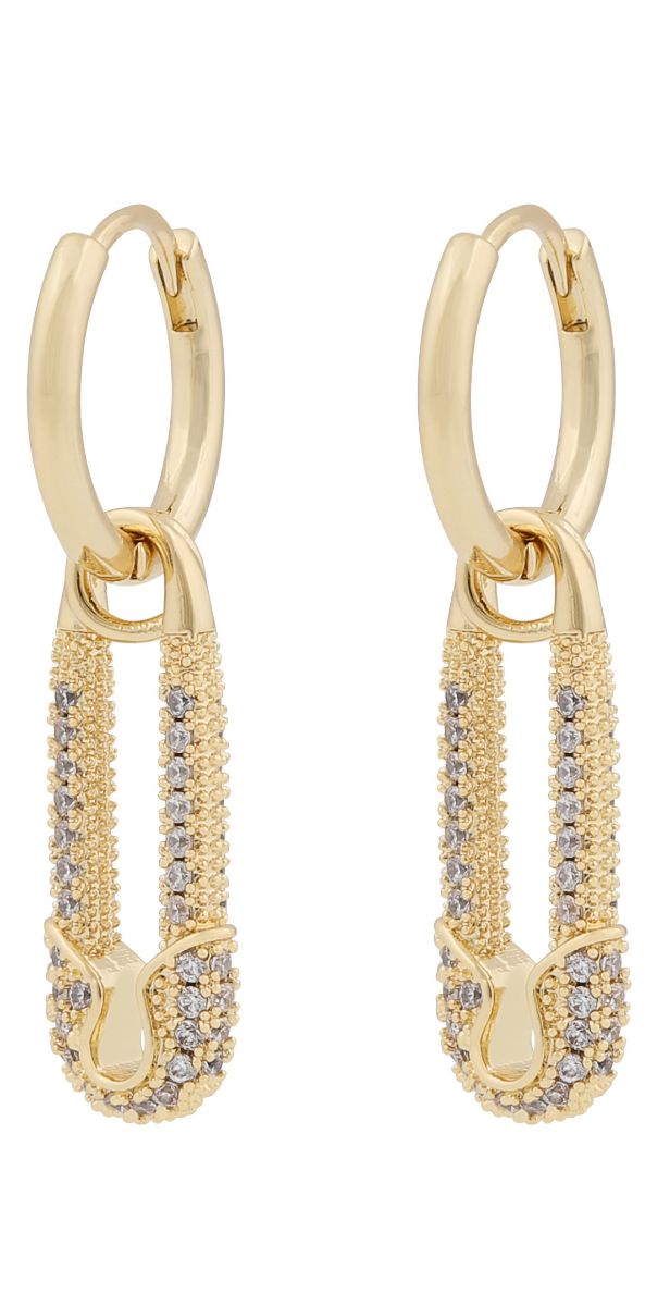 SNÖ of Sweden Stina safety pin ring pendant guldfärgade örhängen vit 1336-8100251