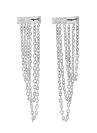 SNÖ of Sweden Trinnie wide chain silverfärgade örhängen vit 1335-7100012