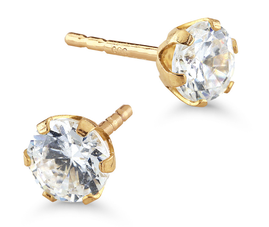 Guldörhängen zirkon 3 mm krona 148981Z