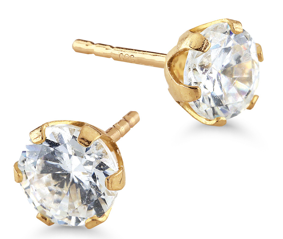 Guldörhängen zirkon 4 mm krona 148991Z