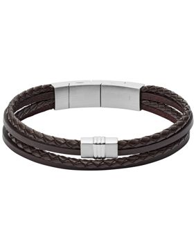 Fossil armband Brown Multi-Strand Braided Leather JF02934040