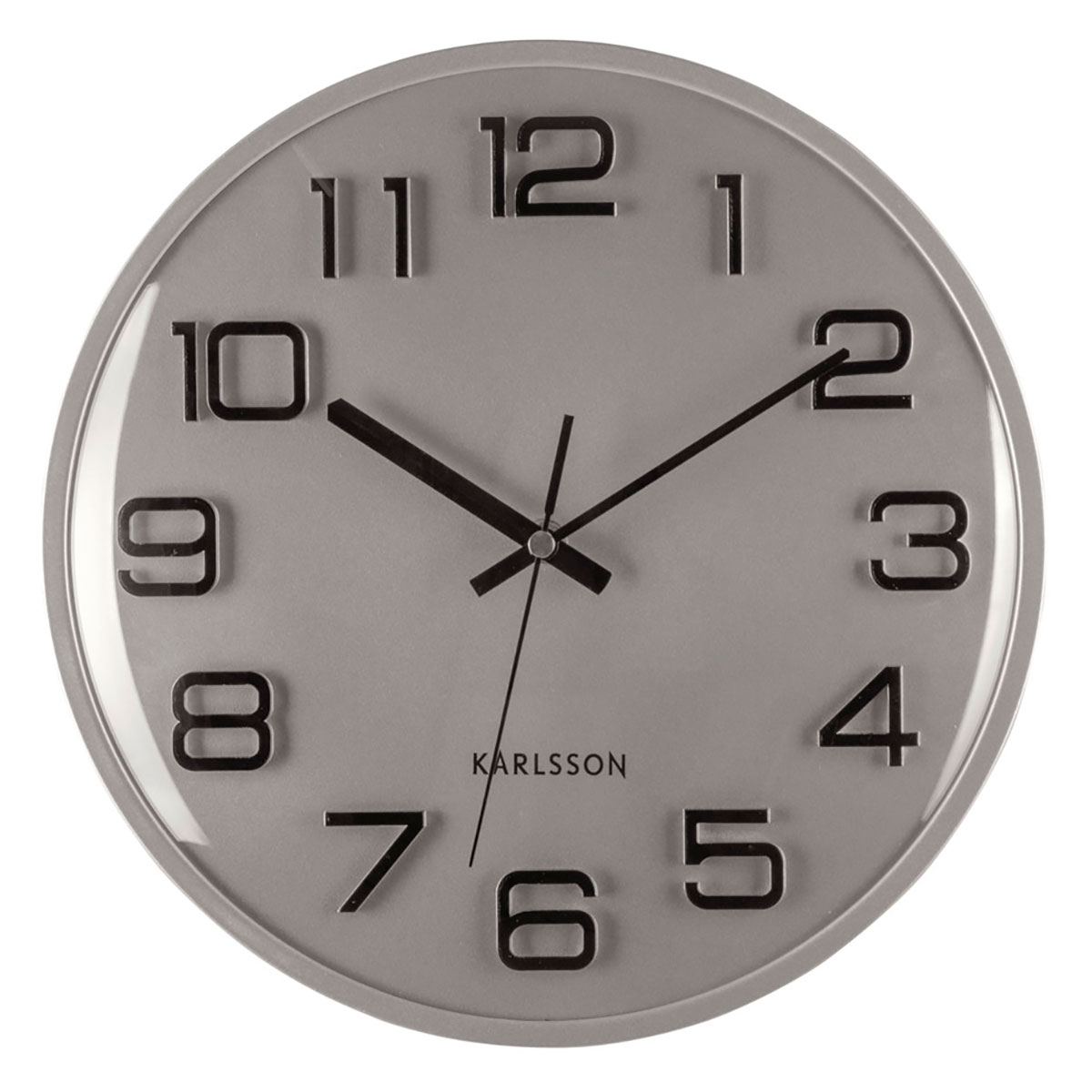 Karlsson väggklocka 3D Numbers silver w. black KA6022SI