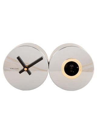 Karlsson väggklocka clock Duo Cuckoo chrome plated KA5789CH