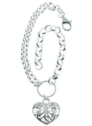 armband med stort spetshjärta R30/18.5