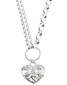 Halsband med spetshjärta och dubbla kedja 45cm EK13/45