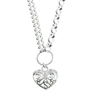 Halsband med spetshjärta och dubbla kedja 45cm EK13/45 main product photo