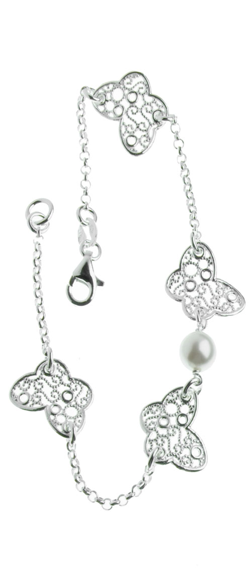 Silver armband med fligran fjäril R129/18.5