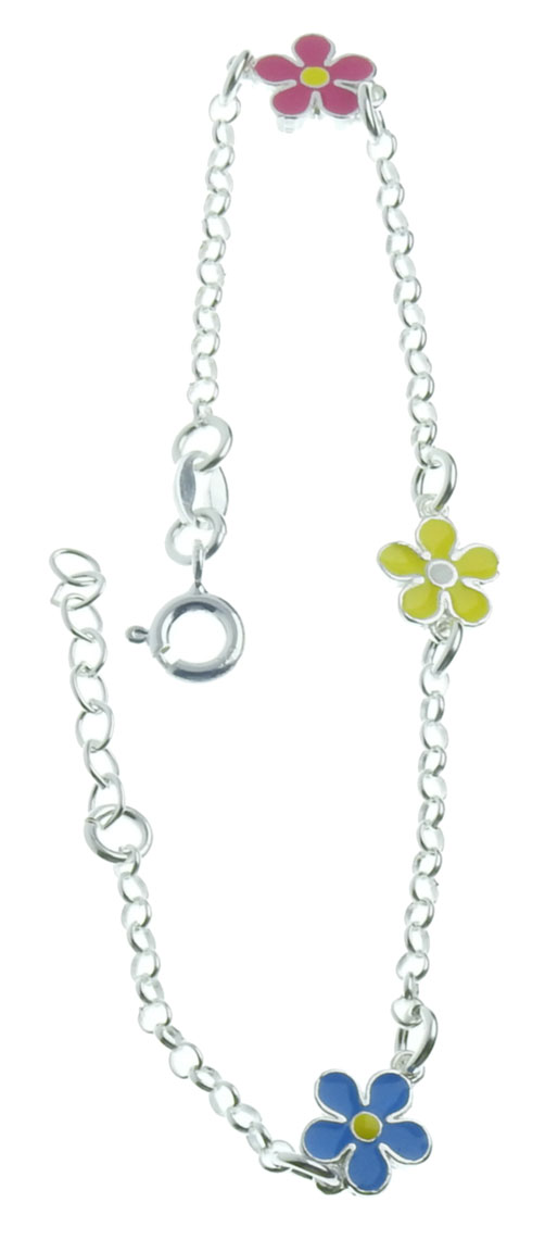 barn armband med emaljerade blommor R181/16-2
