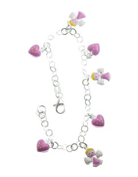 Silver barn armband med emaljerat hjärta och ängel R160/16