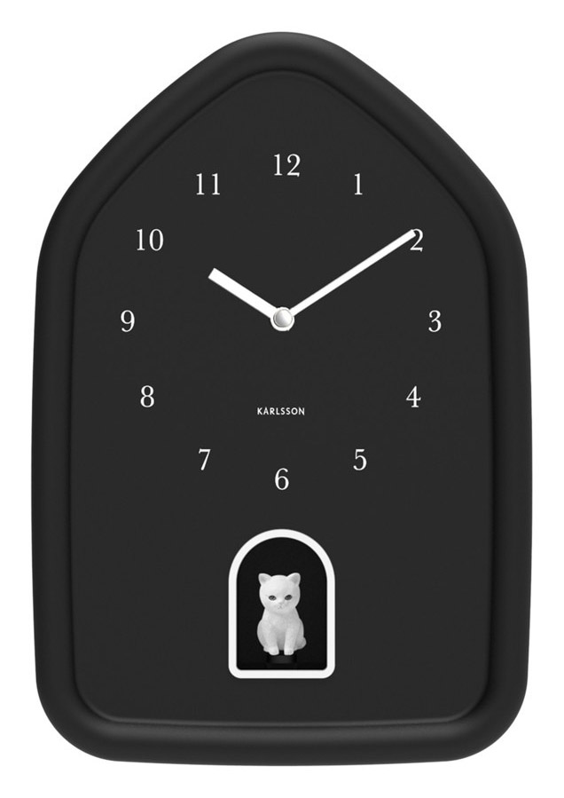 Karlsson väggklocka Modern Kitty black KA6100BK