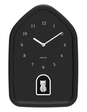 Karlsson väggklocka Modern Kitty black KA6100BK