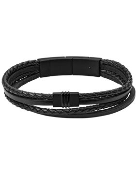 Fossil armband Multi-Strand Black Leather Bracelet JF03098001