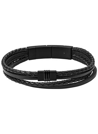 Fossil armband Multi-Strand Black Leather Bracelet JF03098001