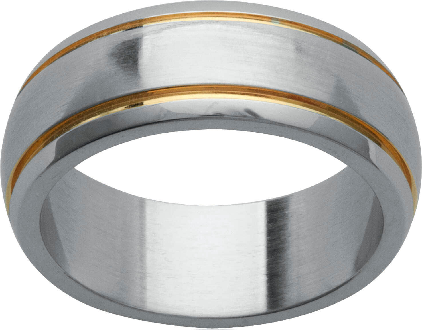 Lykka tvåfärgad slät stålring med spår 7 mm